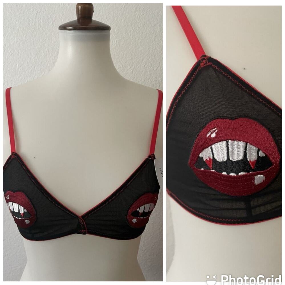 Urban Outfitters Bralette Out From Underโ Lips Gothic Grunge Whimsigoth Lingerie